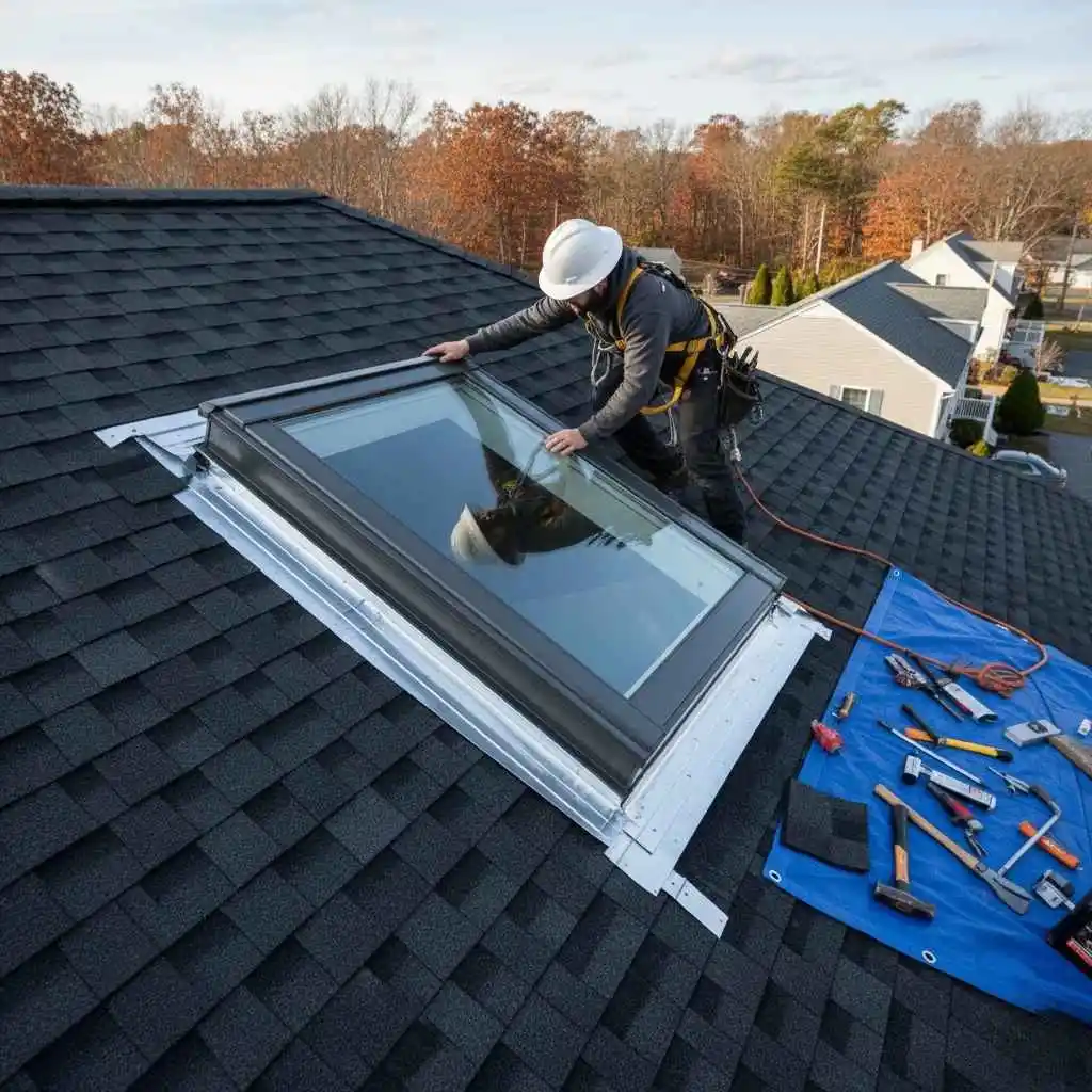 Proper flashing installation around new skylight in MA home