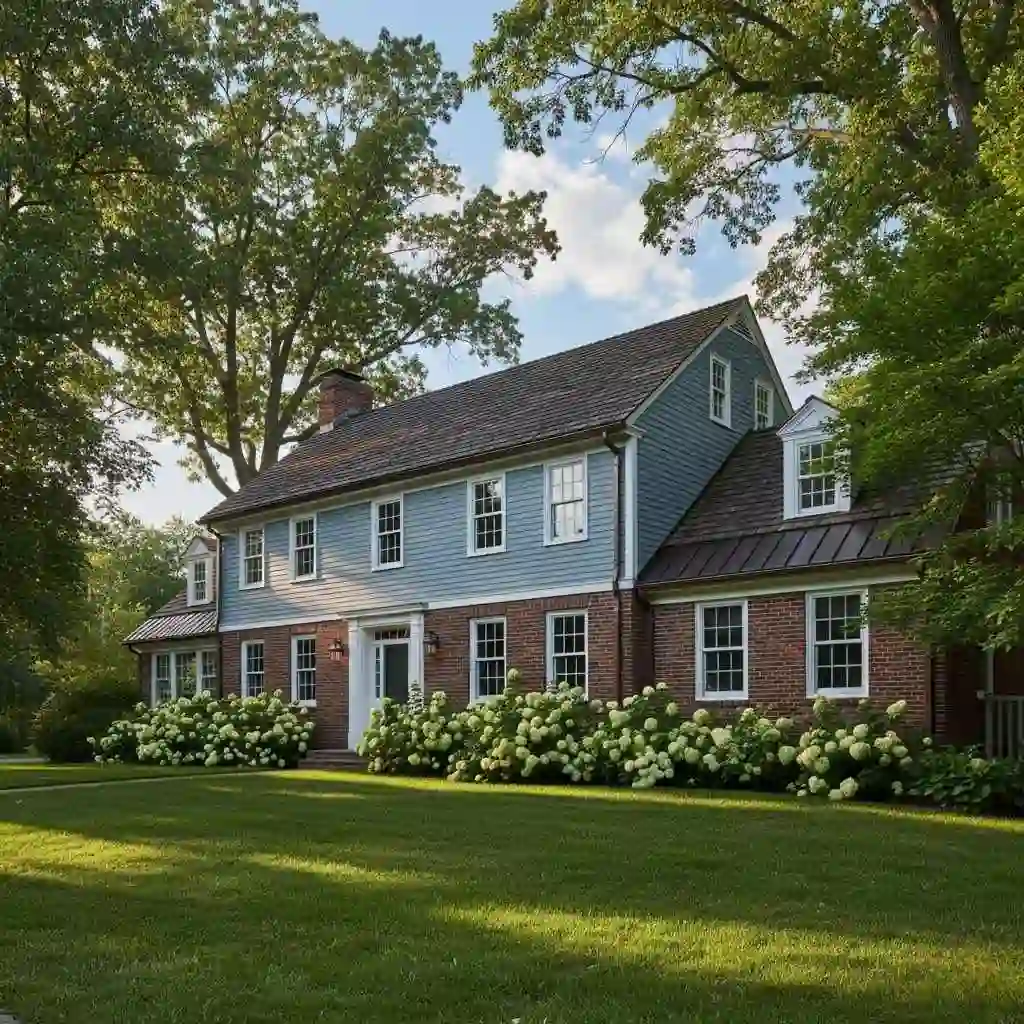 historic Massachusetts home with bronze gutters