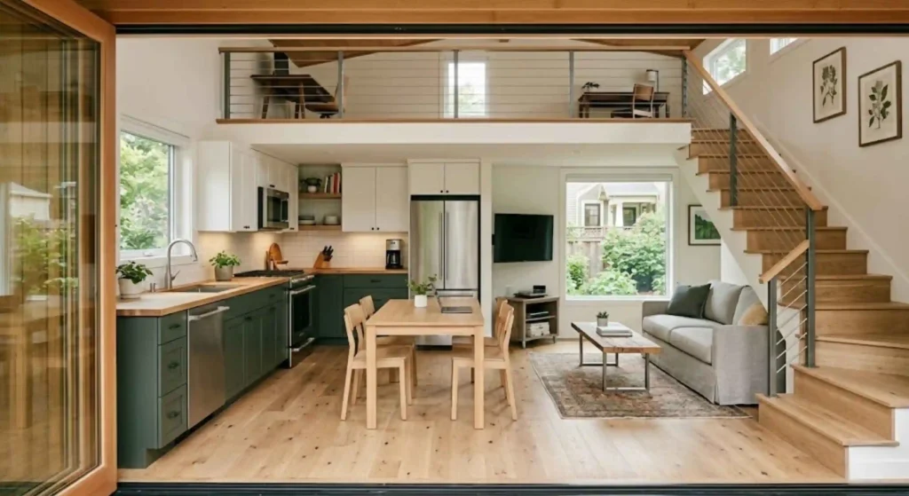 ADU interior layout (open living space)