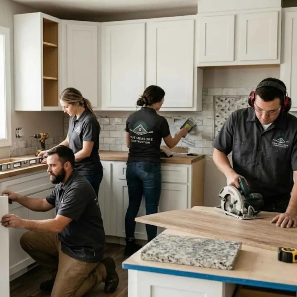 contractor team working on kitchen renovation