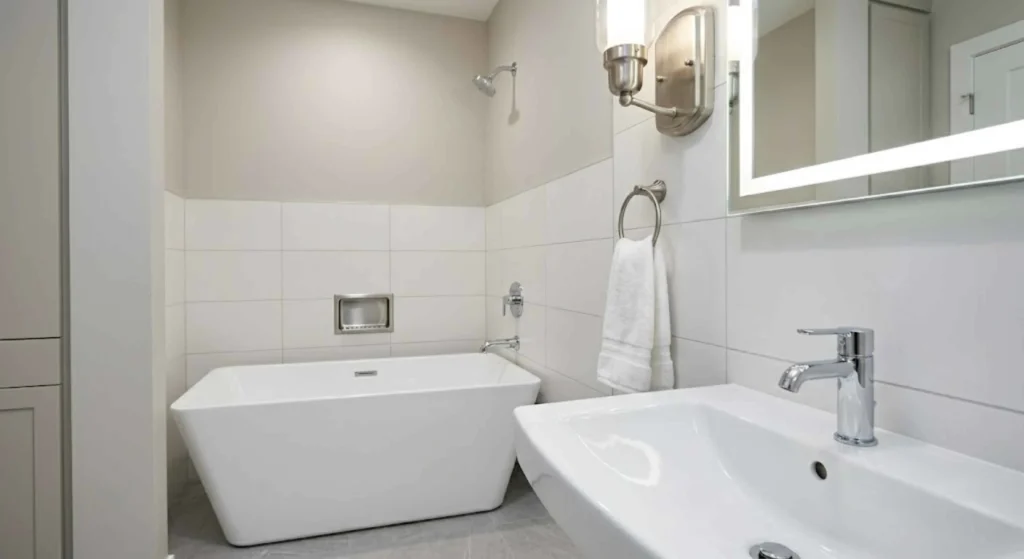 modern remodeled bathroom with clean design