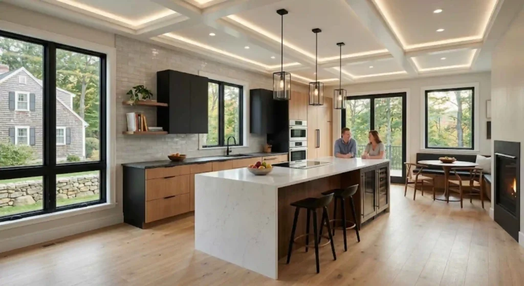 modern Westborough kitchen remodel with island