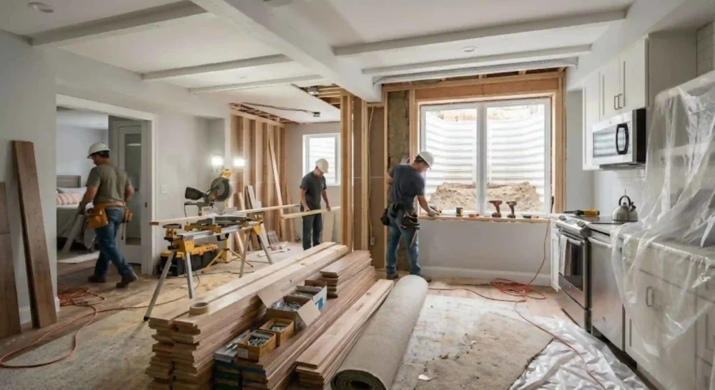 Basement remodeling project underway in Westborough