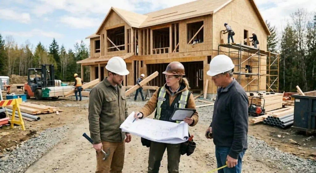 General contractor coordinating residential construction work