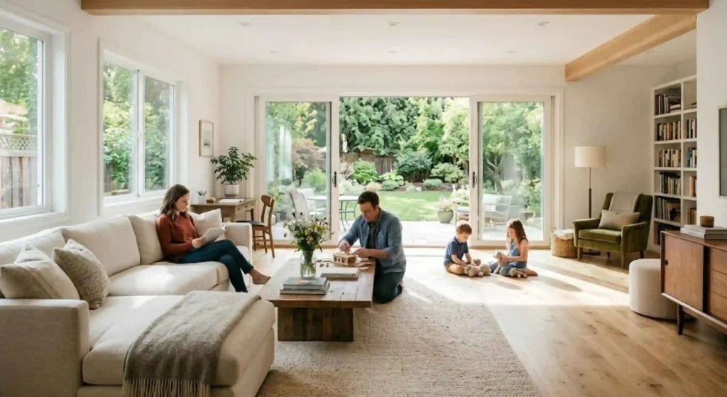 Finished home addition maximizing natural light