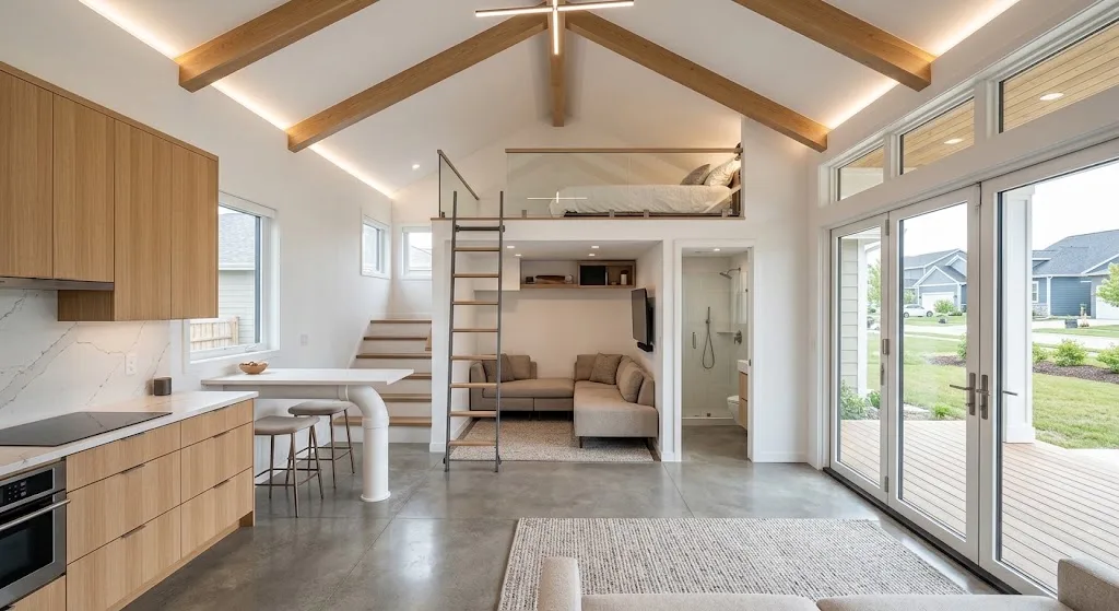 Efficiently designed custom ADU interior in Westborough MA