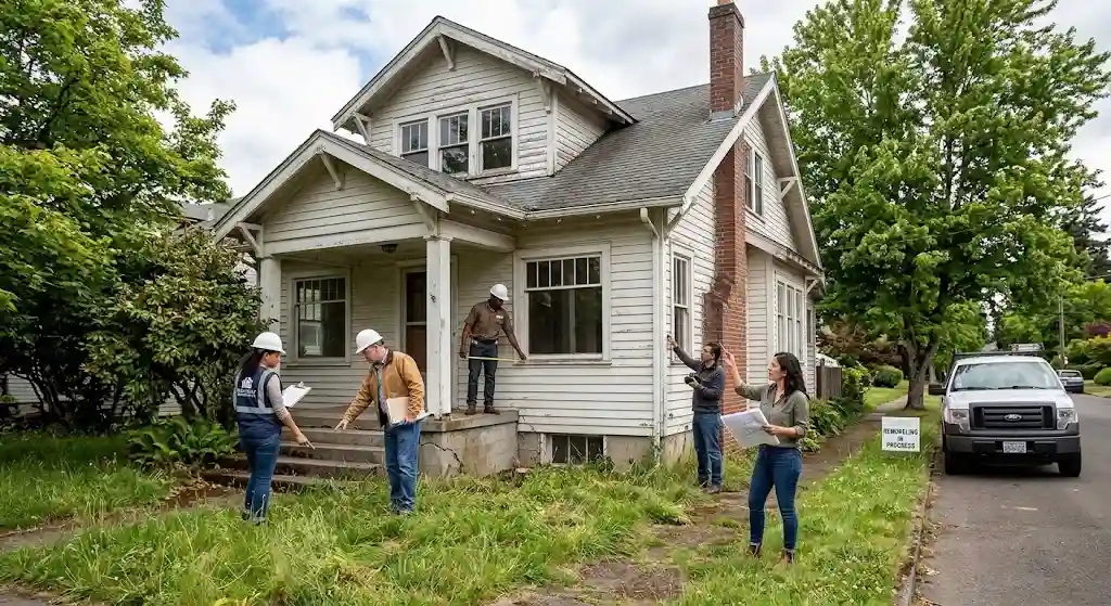 Professional contractor evaluating a home before Renovations in Westborough